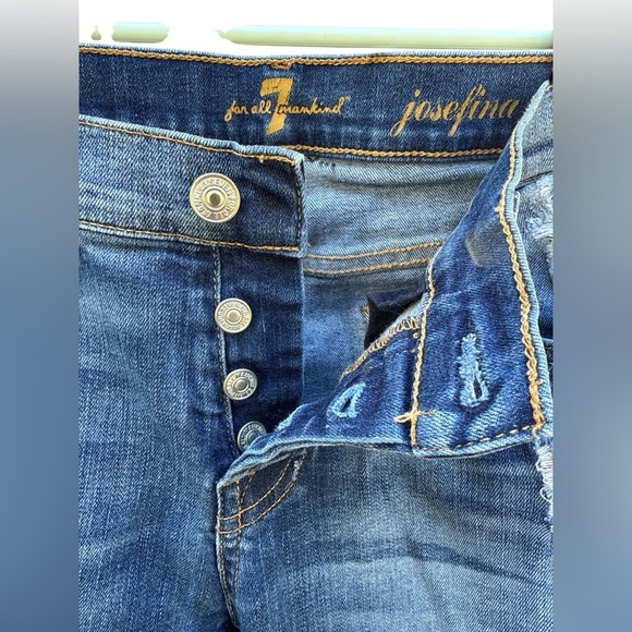 7 For All Mankind Josefina Skinny Boyfriend Jeans Size 26 Distressed Button Fly - Picture 8 of 10